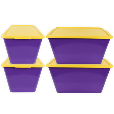 SimplyKleen 14.5-gal. (58-qt.) Fan-Tastic Plastic Storage Containers, 6 Team Color Options,(Pack of 2 or 4)