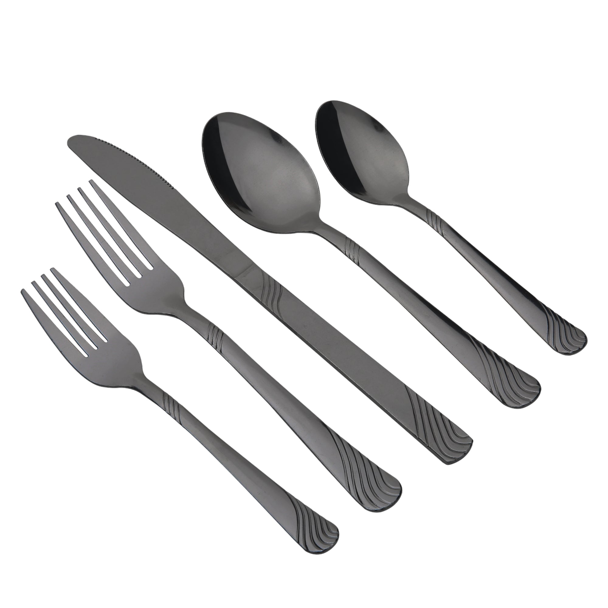 EcoTrend Swirl 48 Piece Black Recycled Stainless Steel and Packaging