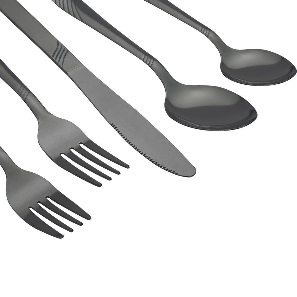 EcoTrend Swirl 48 Piece Black Recycled Stainless Steel and Packaging