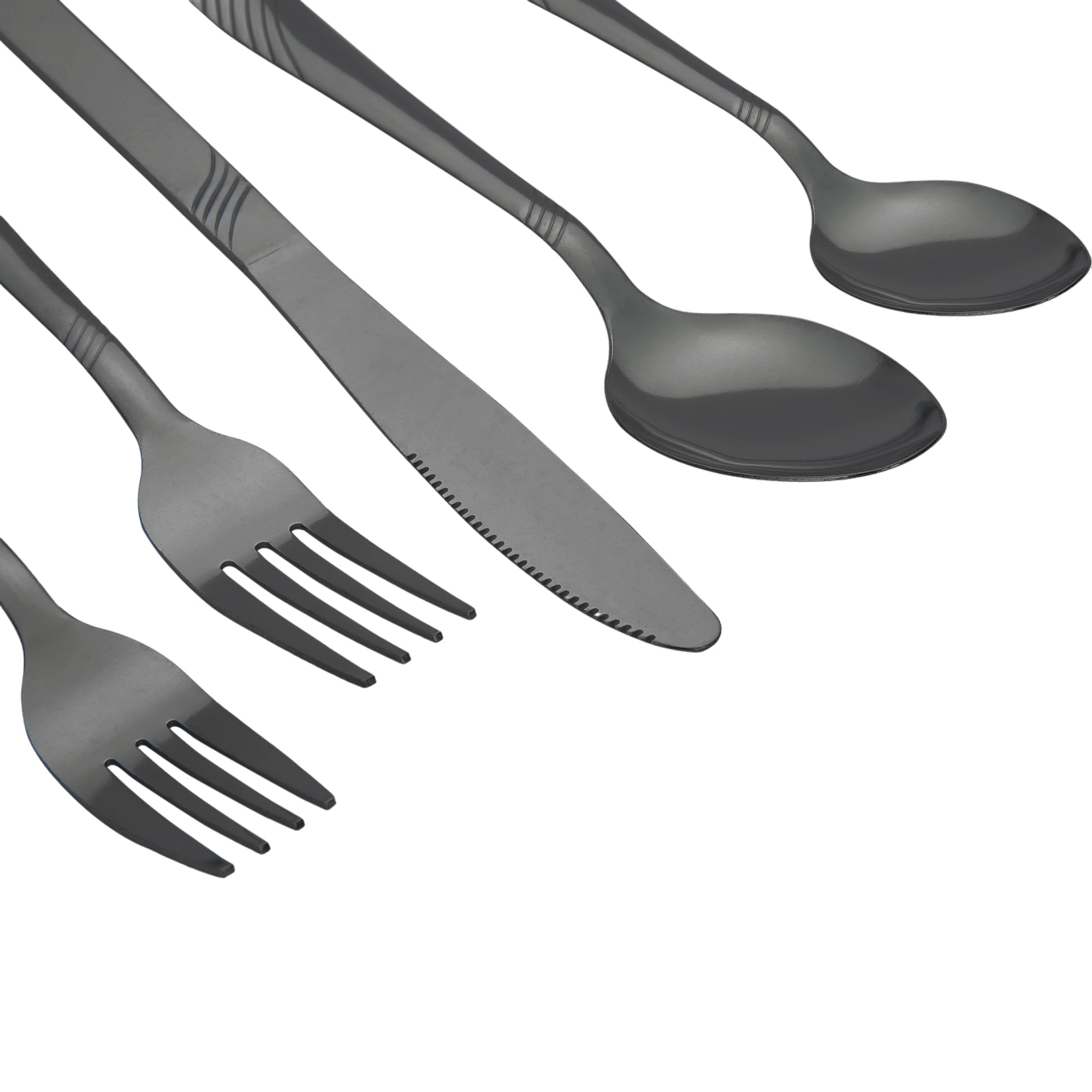 EcoTrend Swirl 48 Piece Black Recycled Stainless Steel and Packaging