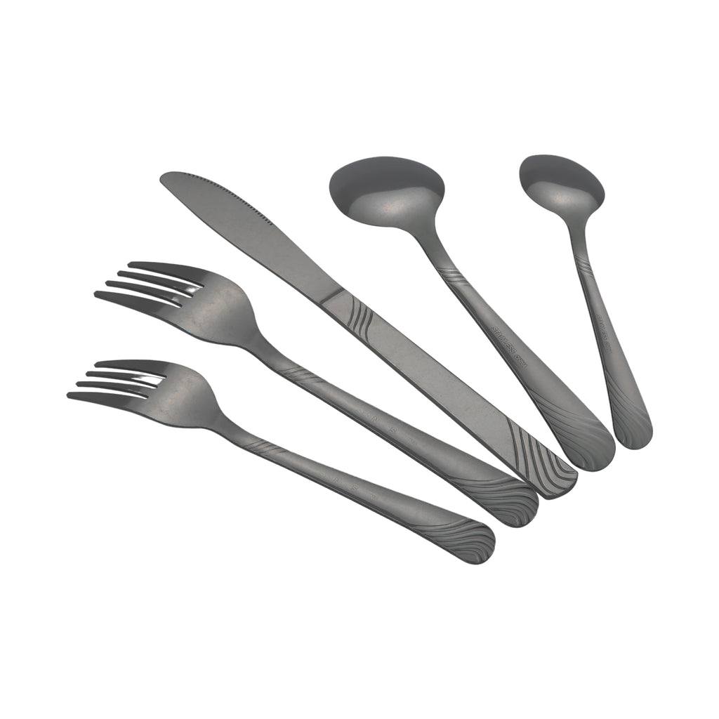 EcoTrend Swirl 48 Piece Black Recycled Stainless Steel and Packaging