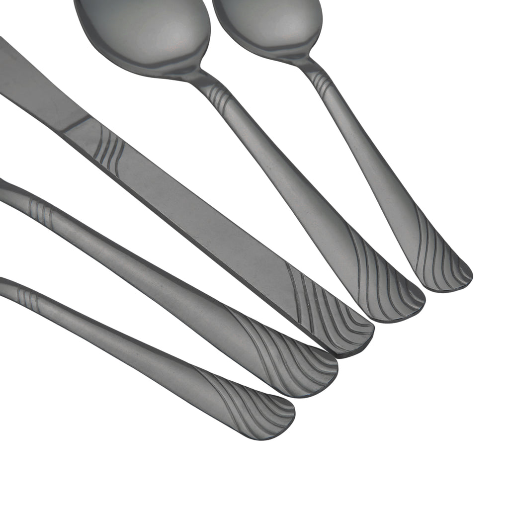 EcoTrend Swirl 48 Piece Black Recycled Stainless Steel and Packaging
