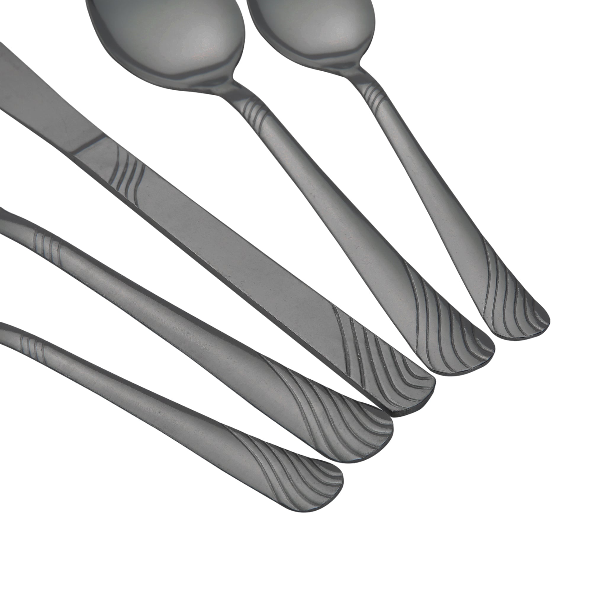 EcoTrend Swirl 48 Piece Black Recycled Stainless Steel and Packaging