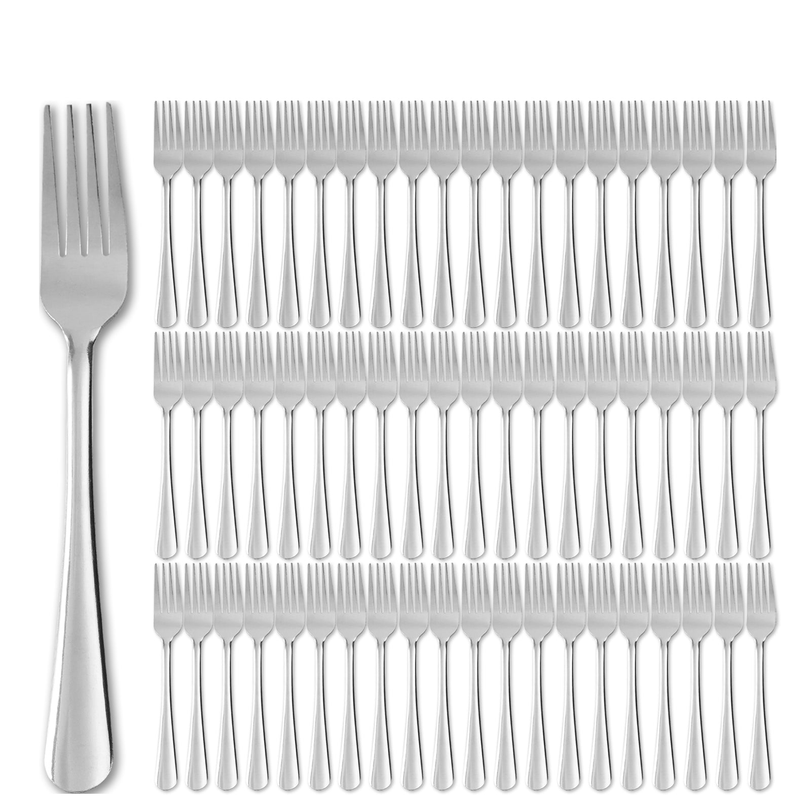60-Piece Stainless Steel Silverware Set - Polished Dinner Spoons, Tea Spoons & Dinner Forks