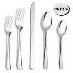 Premium 60 Piece Stainless Steel Dinnerware Set for 12 - Sturdy Mirror Polished Cutlery, Dishwasher Safe