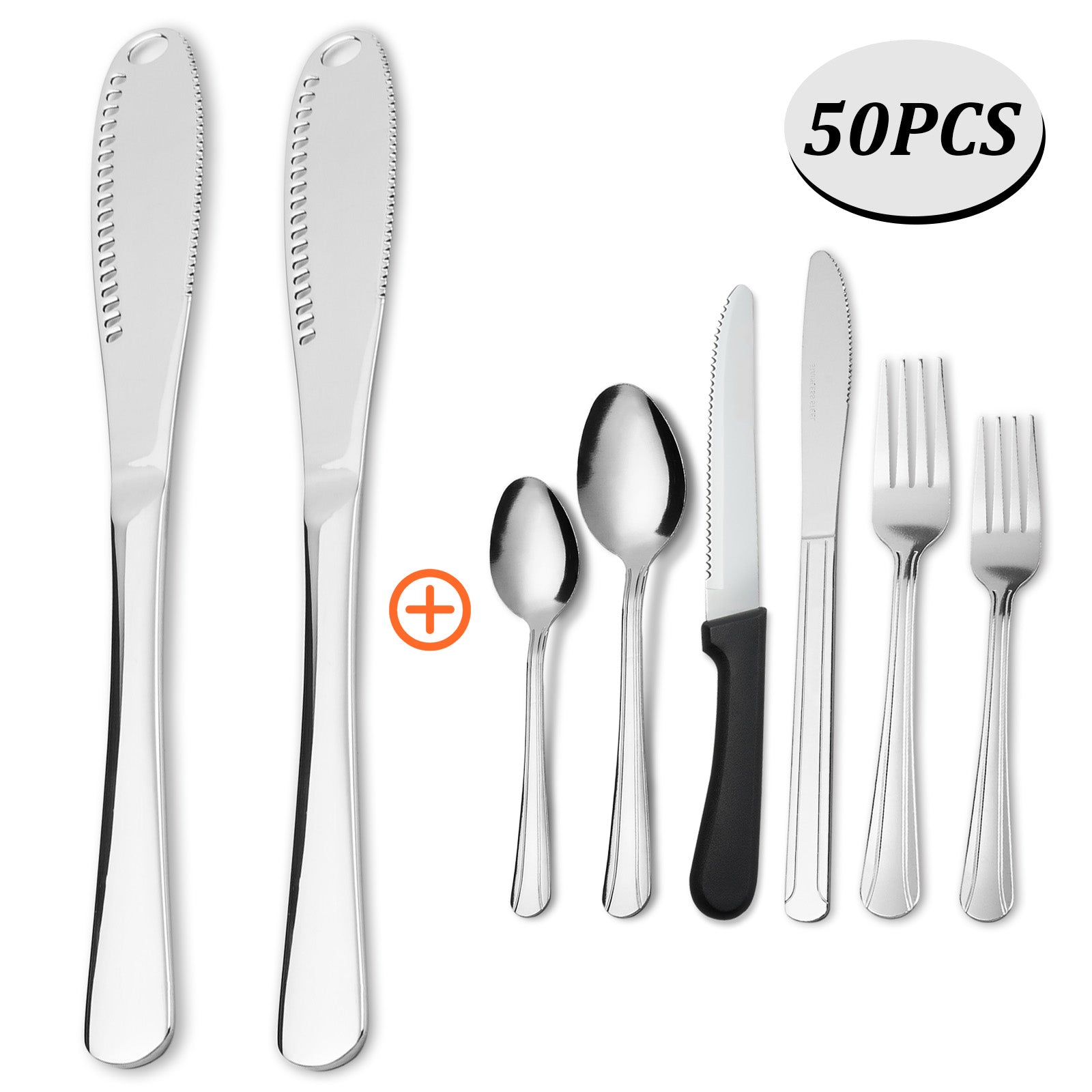 50-Piece Stainless Steel Tableware Set – Complete Cutlery for Home, Dining & Parties
