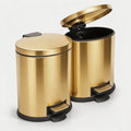 2-Piece 5L Stainless Steel Oval Kitchen Trash Can – Silver & Gold