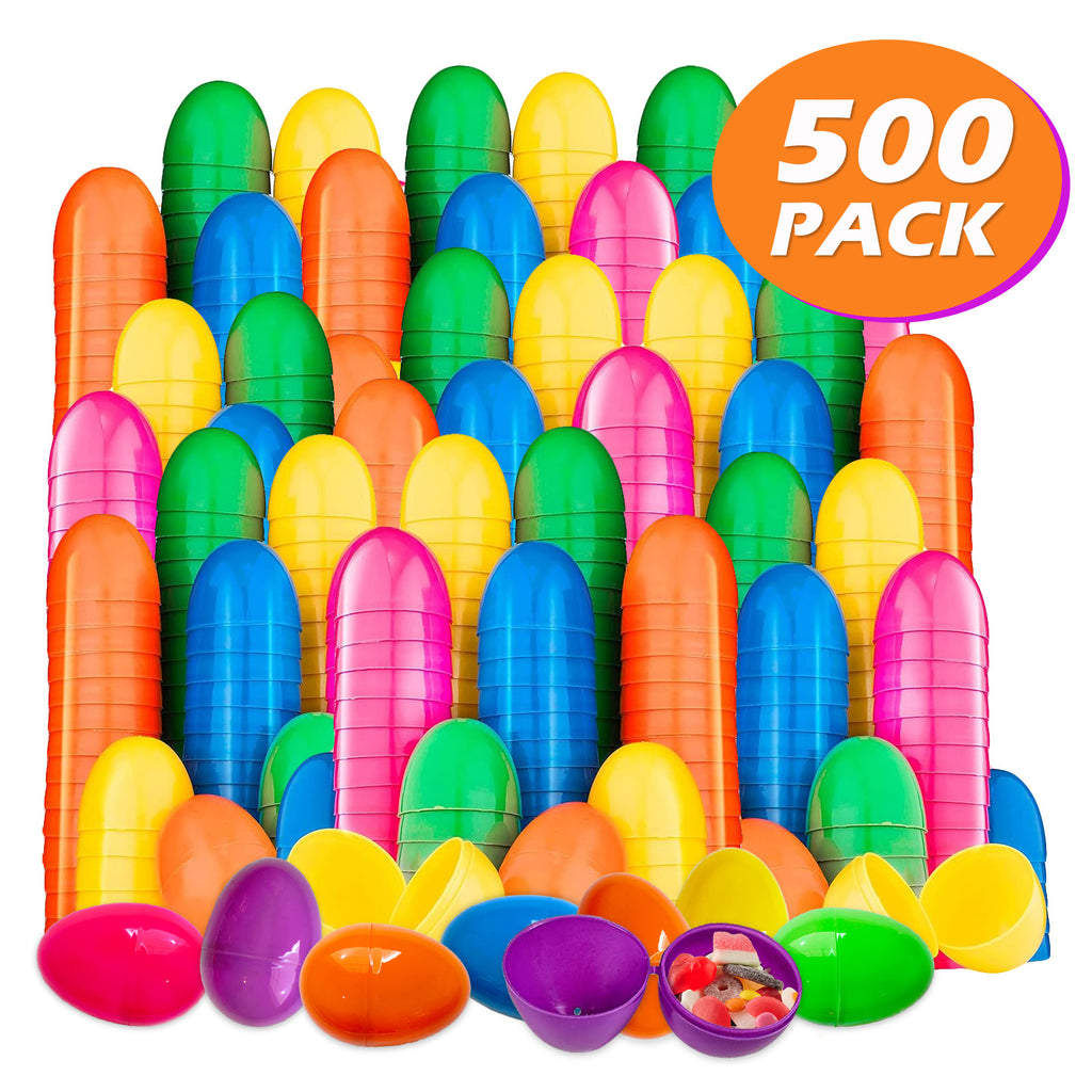 Hansmart Unfilled Easter Eggs, with Hinge Bulk Colorful Bright Empty Plastic Easter Eggs, 2.25'' Assorted Colors