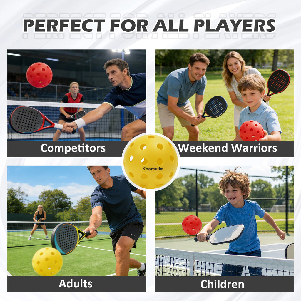 Koomade 8 /16 Pack 40-Hole Pickleball Balls - Durable, Consistent Bounce for All Courts
