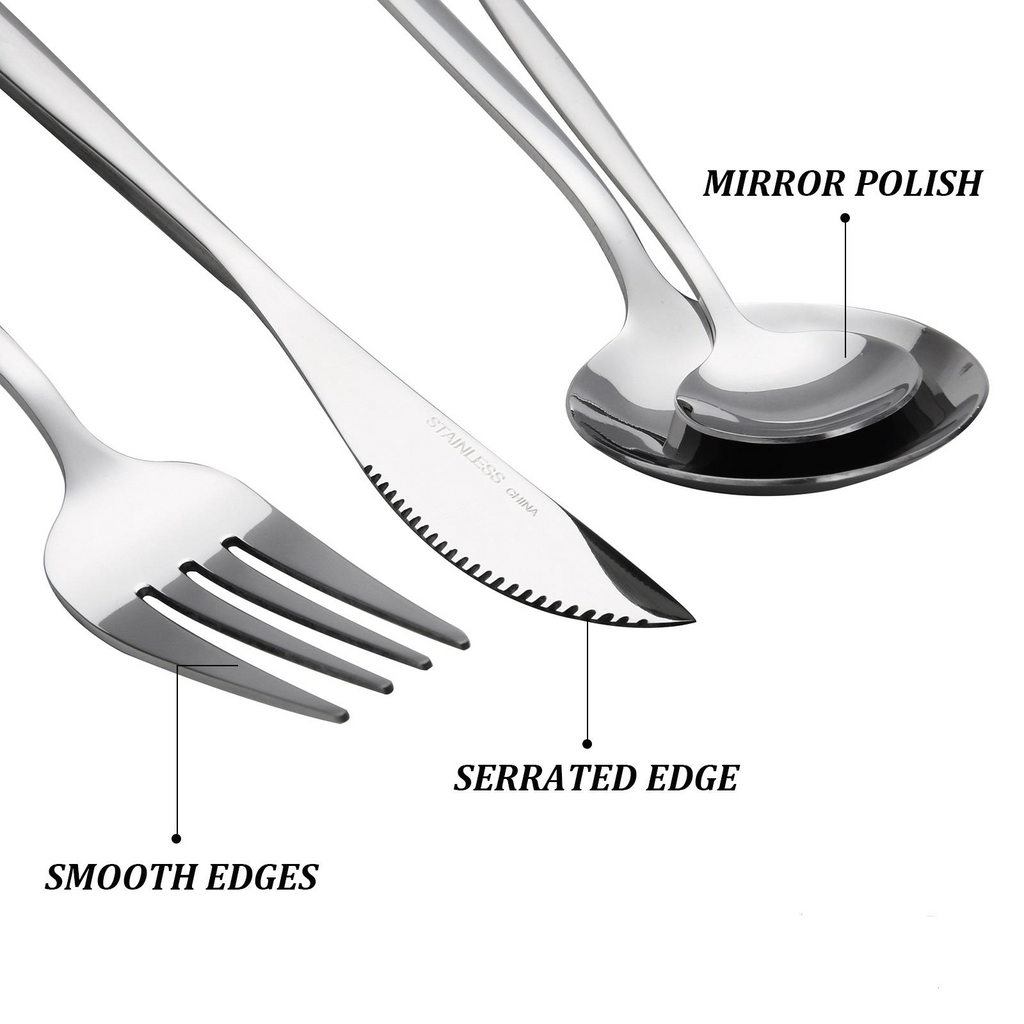 24-Piece Christmas Flatware Set for 6 - Stainless Steel Silverware Set, Dishwasher Safe Holiday Tableware
