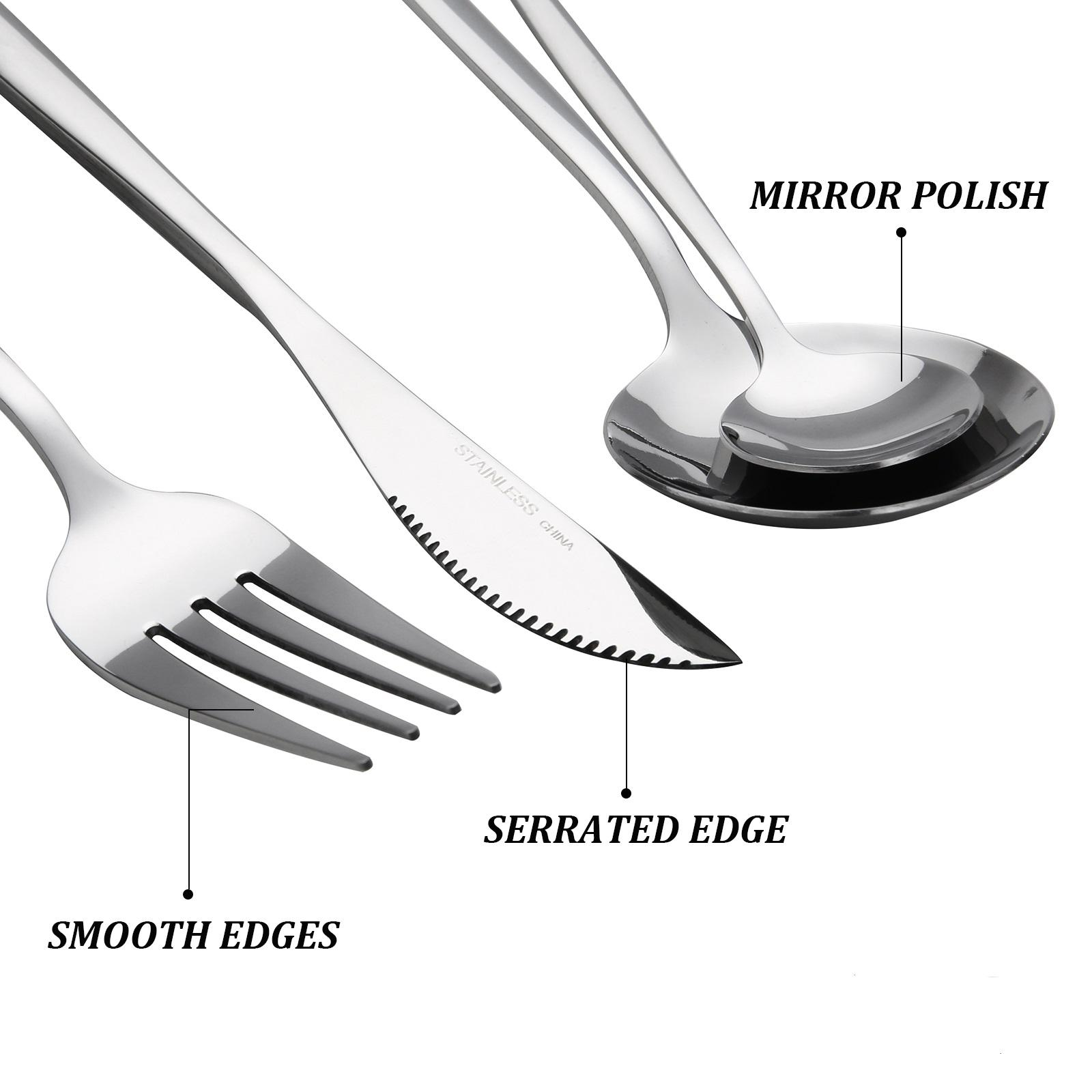 24-Piece Christmas Flatware Set for 6 - Stainless Steel Silverware Set, Dishwasher Safe Holiday Tableware