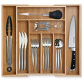 Adjustable Bamboo Cutlery Drawer Organizer - Expandable Utensils Tray for Kitchen, Easy to Clean & Modern Design