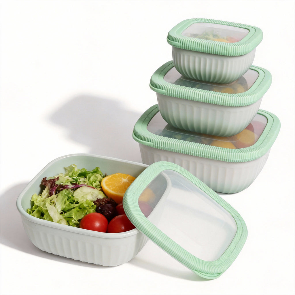 4-Piece Airtight Food Storage Containers - BPA-Free, Leak-Proof Short Square Boxes for Meal Prep