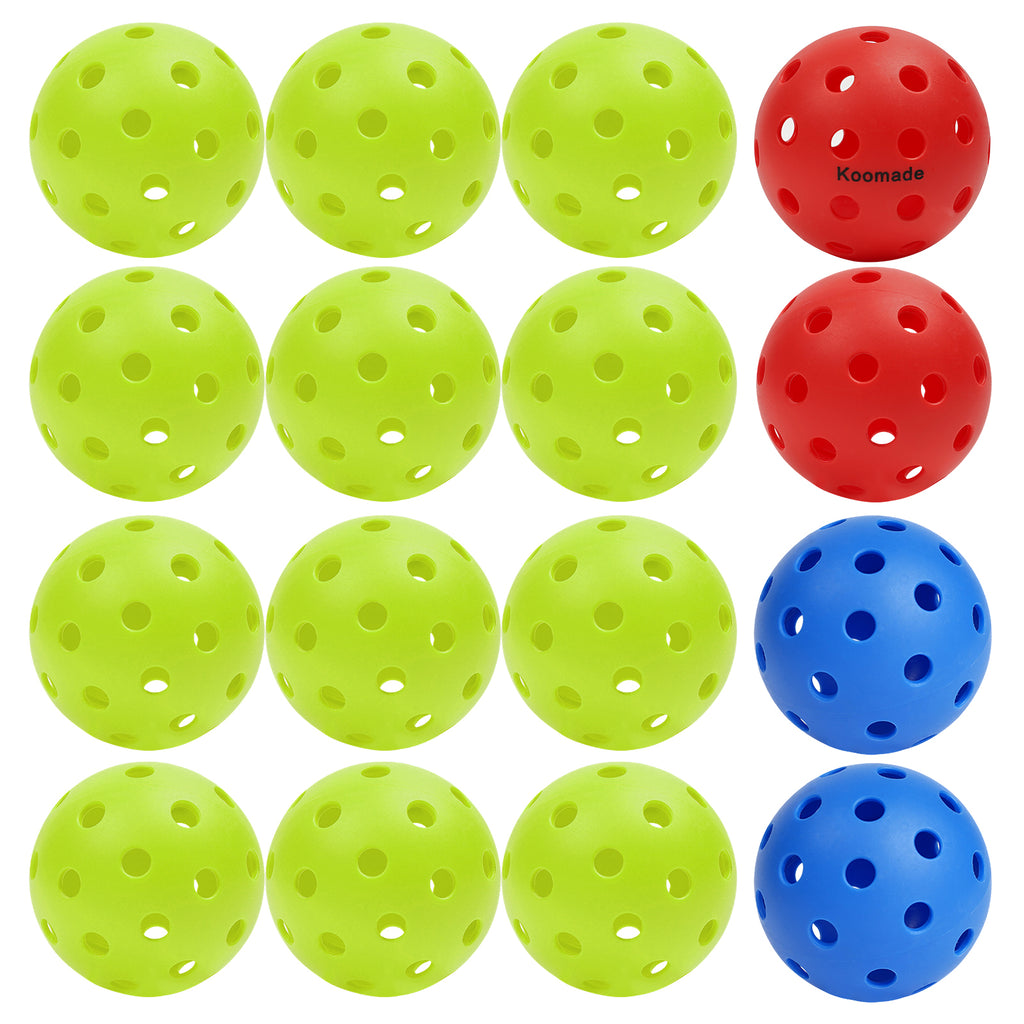 Koomade 8/16 Pack 40-Hole Pickleball Balls, USAPA Standard, Durable Outdoor/Indoor Pickle Balls with Consistent Bounce, Multi-Color Bulk Set for All Courts