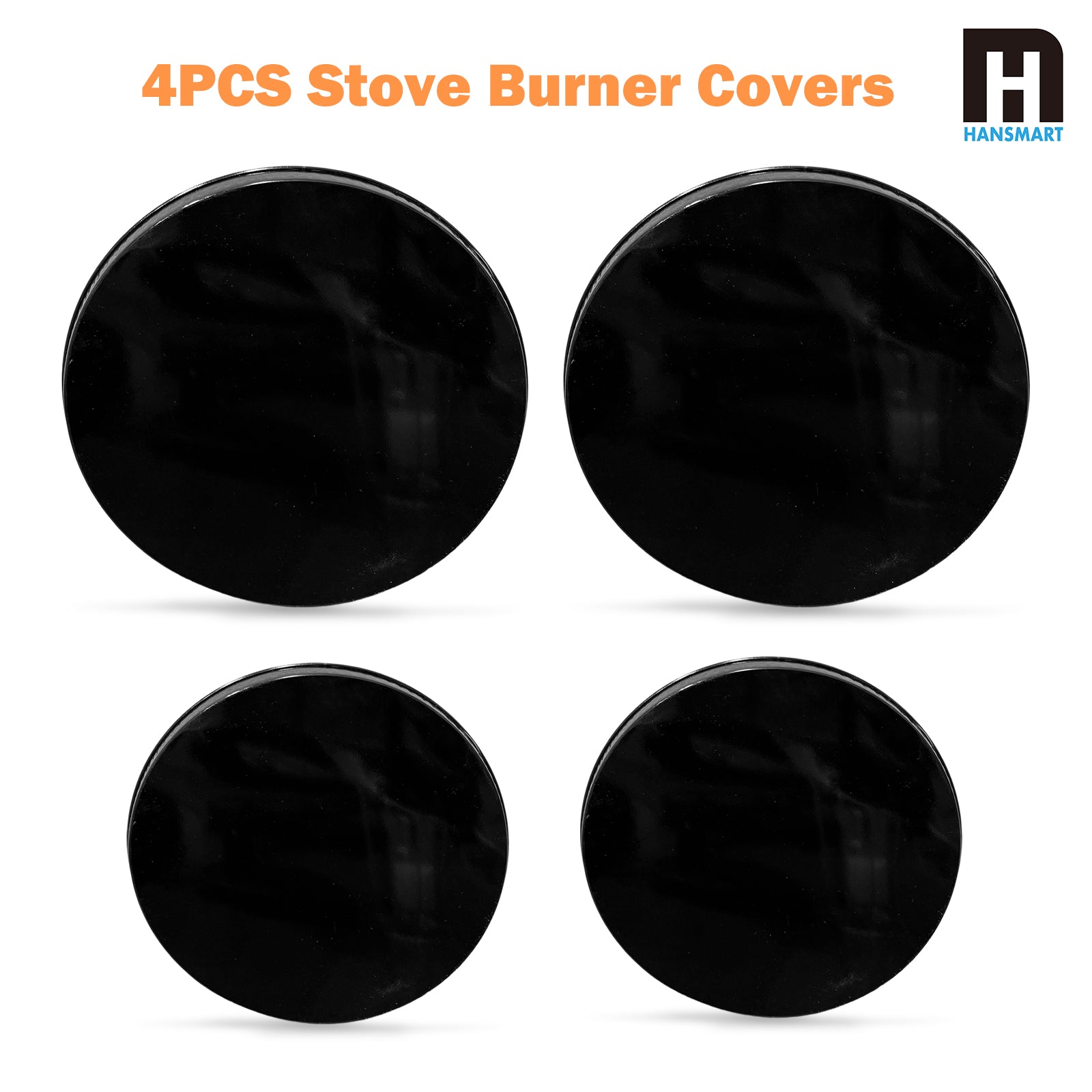 4PCS Black Gas Stove Burner Covers - Durable Tinplate, Anti-Deformation
