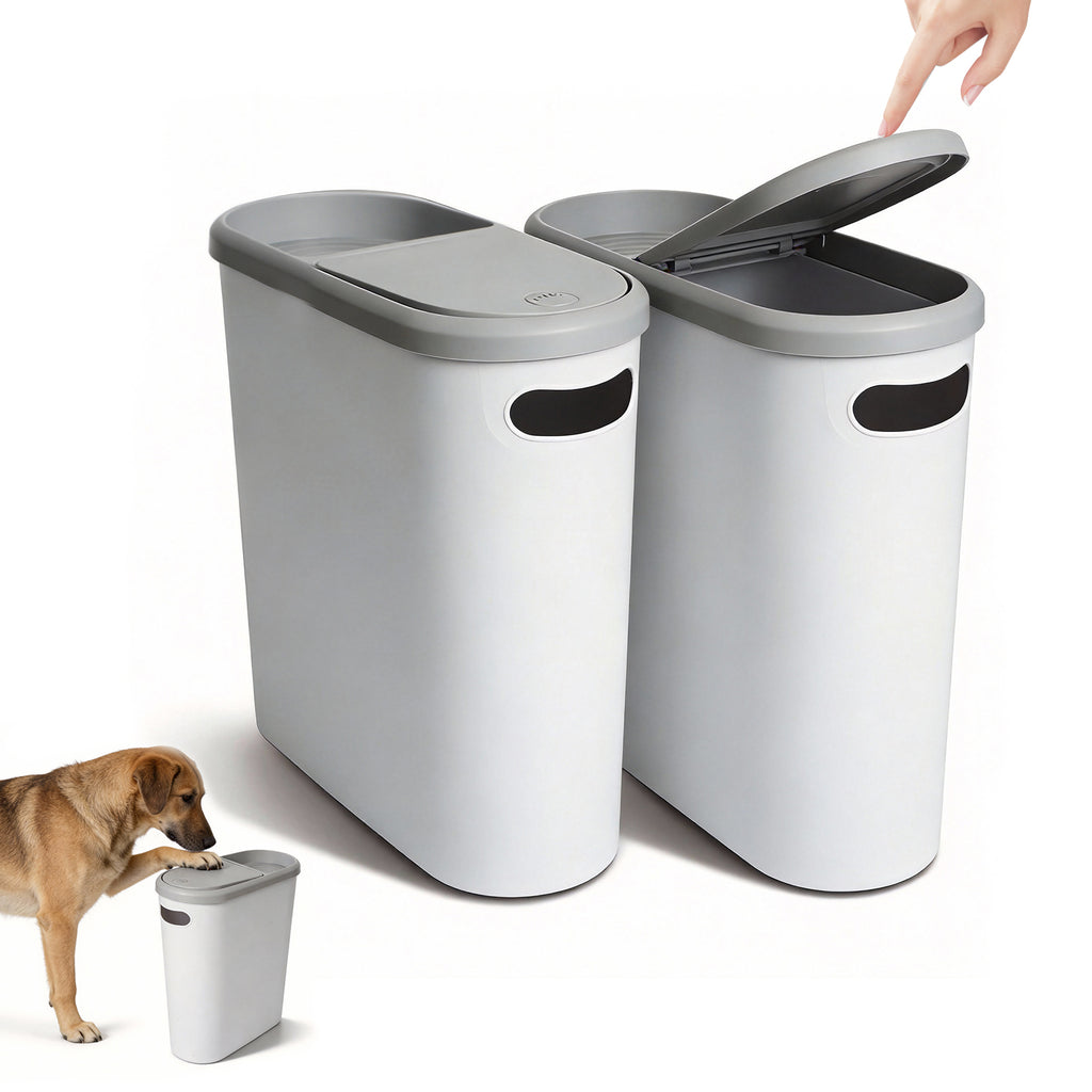 2-Pack 10L Slim Trash Can with Press Lid - Odor Control, Waterproof for Bathroom & Kitchen