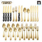 24 PCS Gold Silverware Set for 4 with Stainless Steel Flatware, elegant tableware, Dinner Utensils