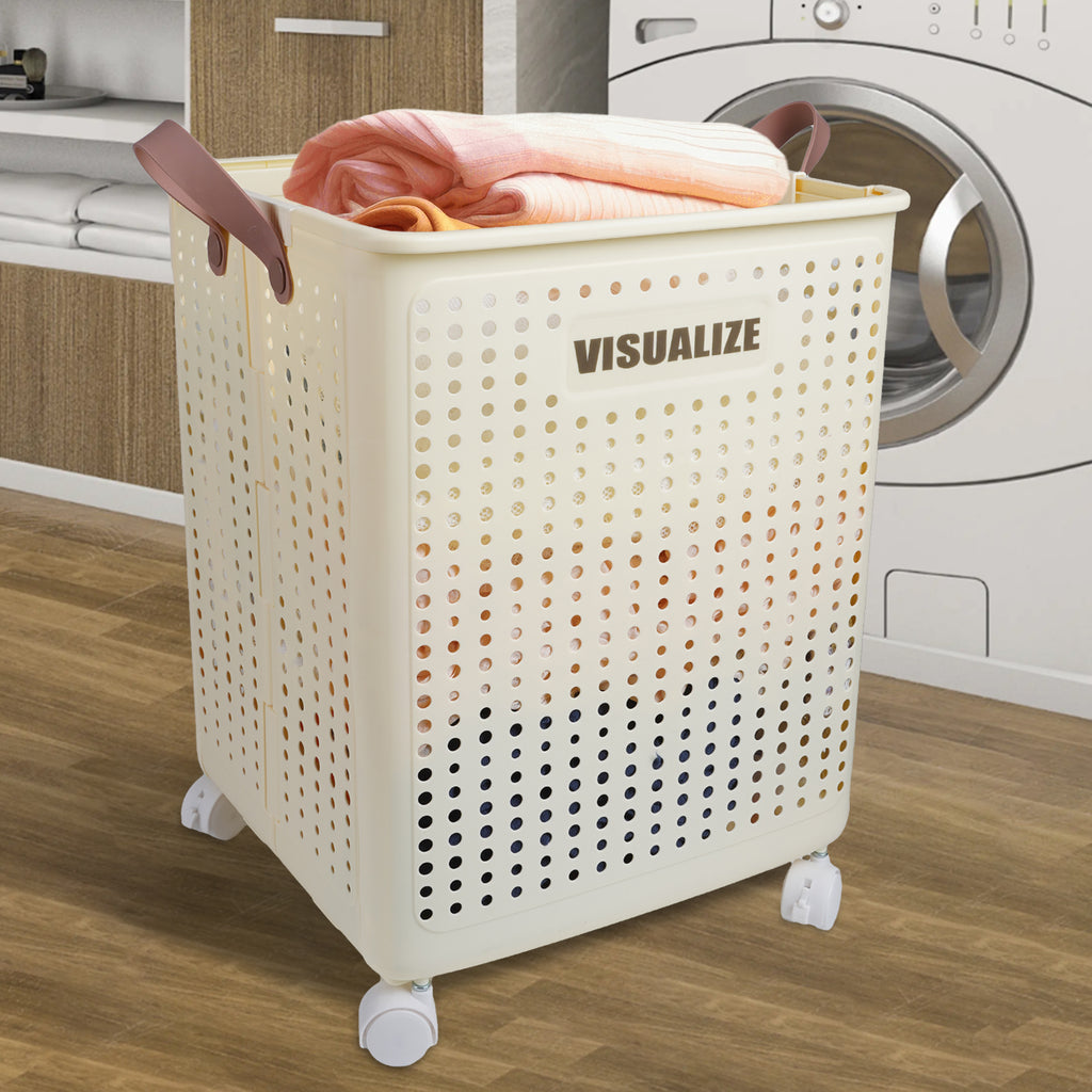 Foldable 67L Laundry Storage Basket - Wheeled, Breathable & Easy to Clean