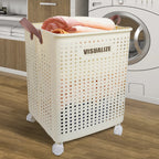 Foldable 67L Laundry Storage Basket - Wheeled, Breathable & Easy to Clean