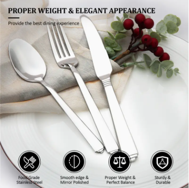 20PCS Stainless Steel Tableware Set Silverware set, Durable, Modern, and Versatile Utensils for Restaurants, Hotels, Family Gatherings, and Outdoor Events - Premium Quality, Rust-Resistant, and Easy to Clean, Perfect for Holiday, Christmas, New Year Gifts
