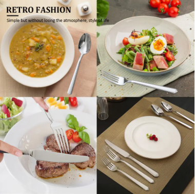 20PCS Stainless Steel Tableware Set Silverware set, Durable, Modern, and Versatile Utensils for Restaurants, Hotels, Family Gatherings, and Outdoor Events - Premium Quality, Rust-Resistant, and Easy to Clean, Perfect for Holiday, Christmas, New Year Gifts