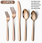 20pcs Flatware Set for 4, Stainless Steel Flatware Set, Stainless Steel Silverware Set Cutlery Sets, restaurant supplies include dining knife, fork, spoon, Dishwasher Safe, family, party, Service for 4