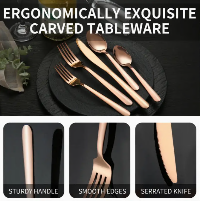 20pcs Flatware Set for 4, Stainless Steel Flatware Set, Stainless Steel Silverware Set Cutlery Sets, restaurant supplies include dining knife, fork, spoon, Dishwasher Safe, family, party, Service for 4