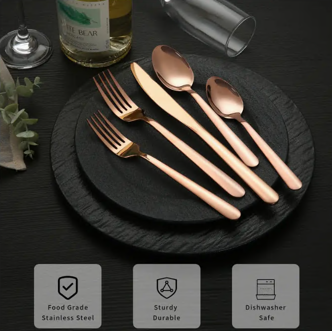 20pcs Flatware Set for 4, Stainless Steel Flatware Set, Stainless Steel Silverware Set Cutlery Sets, restaurant supplies include dining knife, fork, spoon, Dishwasher Safe, family, party, Service for 4