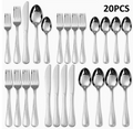 20PCS Silverware Set, Flatware Set Cutlery Set Service For 4, Stainless Steel Cutlery Set, Includes Knives, Spoons and Forks, Mirror Polish, Dishwasher Safe