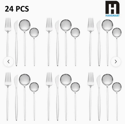 24Piece Christmas Flatware Set for 6 People - Stainless Steel Silverware set - Dishwasher Safe, Tableware Set Perfect for Holiday Celebrations, Birthday & New Year