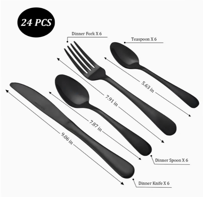 24PCS Christmas Flatware Set for 6 People, Stainless Steel Silverware set, Tableware Set Includes Knife Fork Spoon, Cutlery Set Ideal for Restaurants, Homes, Parties, Weddings, Thanksgiving, Christmas and New Year