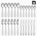 24Piece Stainless Steel Flatware Set for 6 People, Silverware set Sleek & Durable Utensils For Wedding Dinning Household Hotel Kitchen And Dinning Restaurant Tableware, For Halloween, Christmas, Thanksgiving