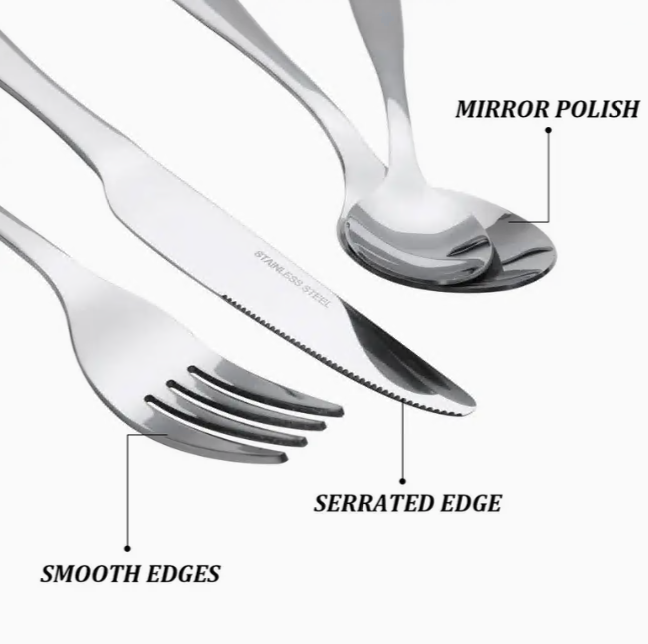 24Piece Stainless Steel Flatware Set for 6 People, Silverware set Sleek & Durable Utensils For Wedding Dinning Household Hotel Kitchen And Dinning Restaurant Tableware, For Halloween, Christmas, Thanksgiving