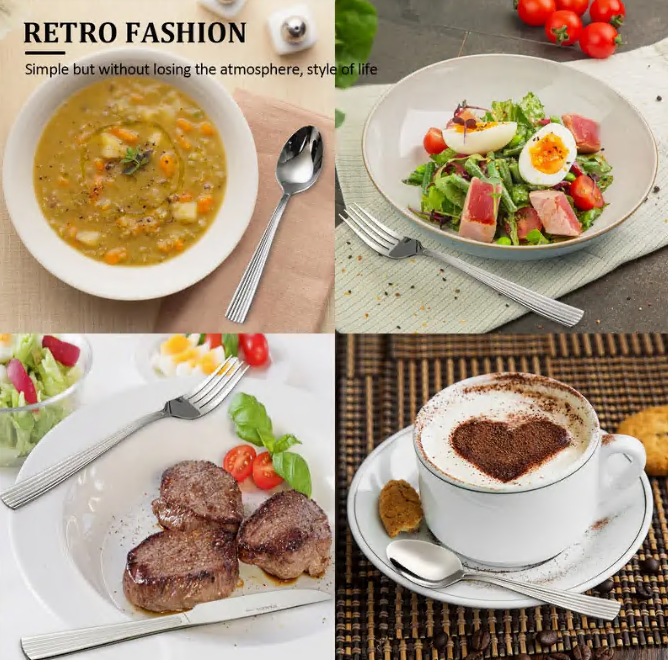 45pcs stainless steel tableware set for 8 People, Silverware Set, Luxury Cutlery Set With Unique Design, mirror polish, dishwasher Safe, party, restaurant supplies include dining knife, fork, spoon, perfect for Holidays & Special Occasions