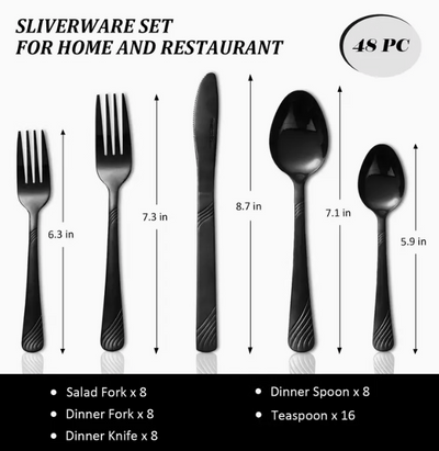 48PCS Christmas Tableware Set, Stainless Steel Silverware set, Cutlery Set Durable, Modern, For Home Kitchen Hotel Restaurant Party Beer Festival Thanksgiving Easter Christmas Wedding