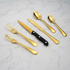 24 PCS Gold Silverware Set for 4 with Stainless Steel Flatware, elegant tableware, Dinner Utensils