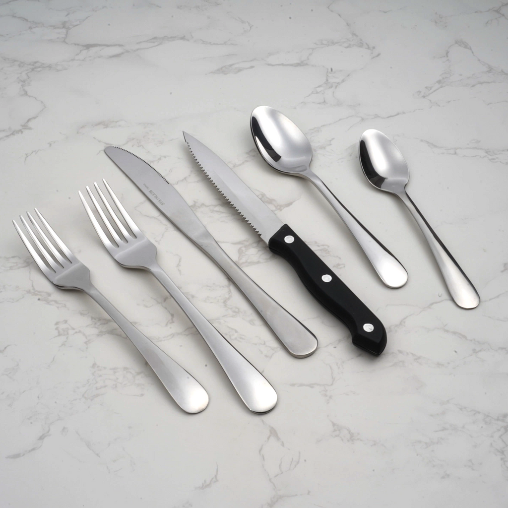 24/48-Piece Christmas Stainless Steel Flatware Set with Steak Knives, Dishwasher Safe Silverware Set