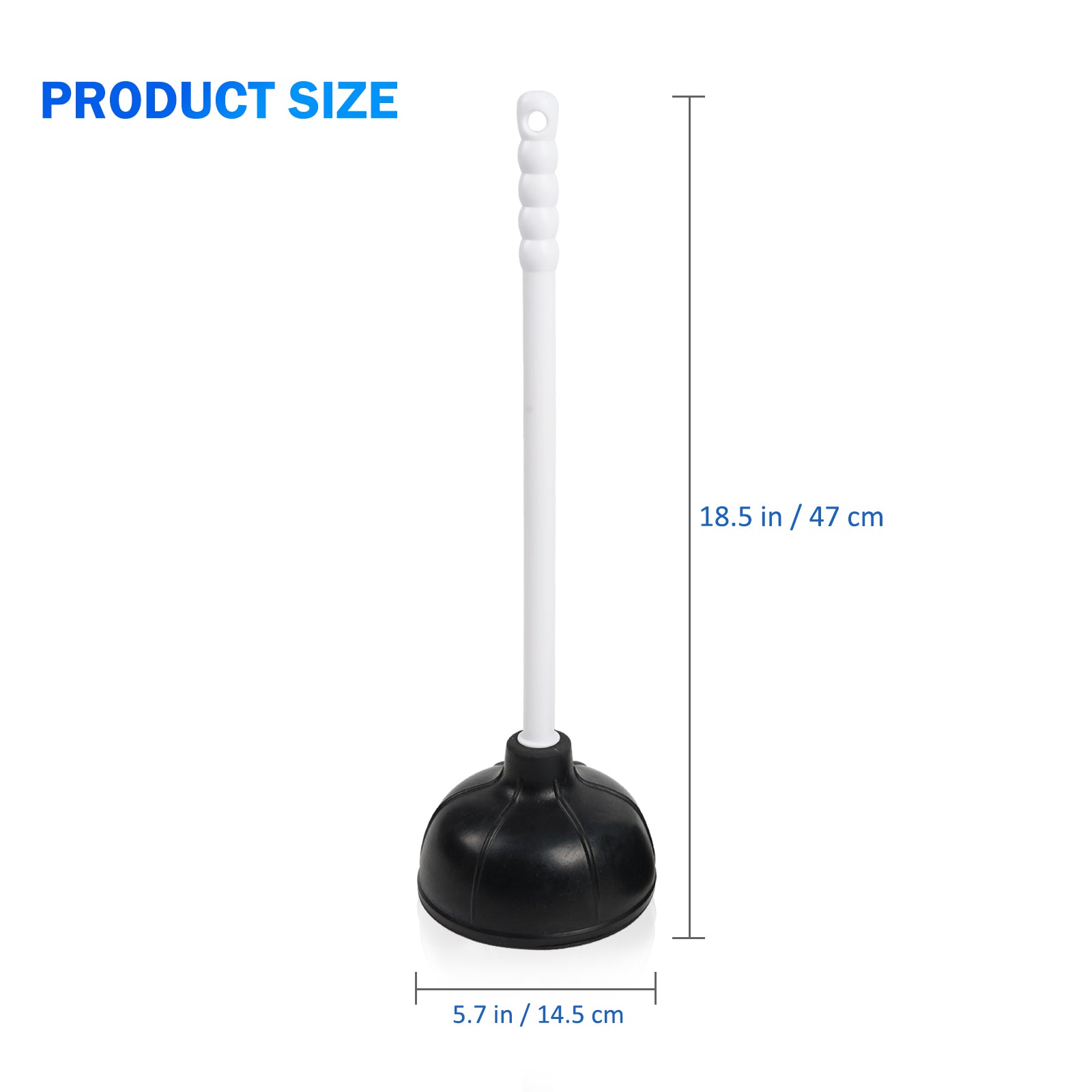 1/2 Pack Toilet Plunger, Heavy Duty Rubber Plunger with Long Handle for Bathroom Kitchen Drains