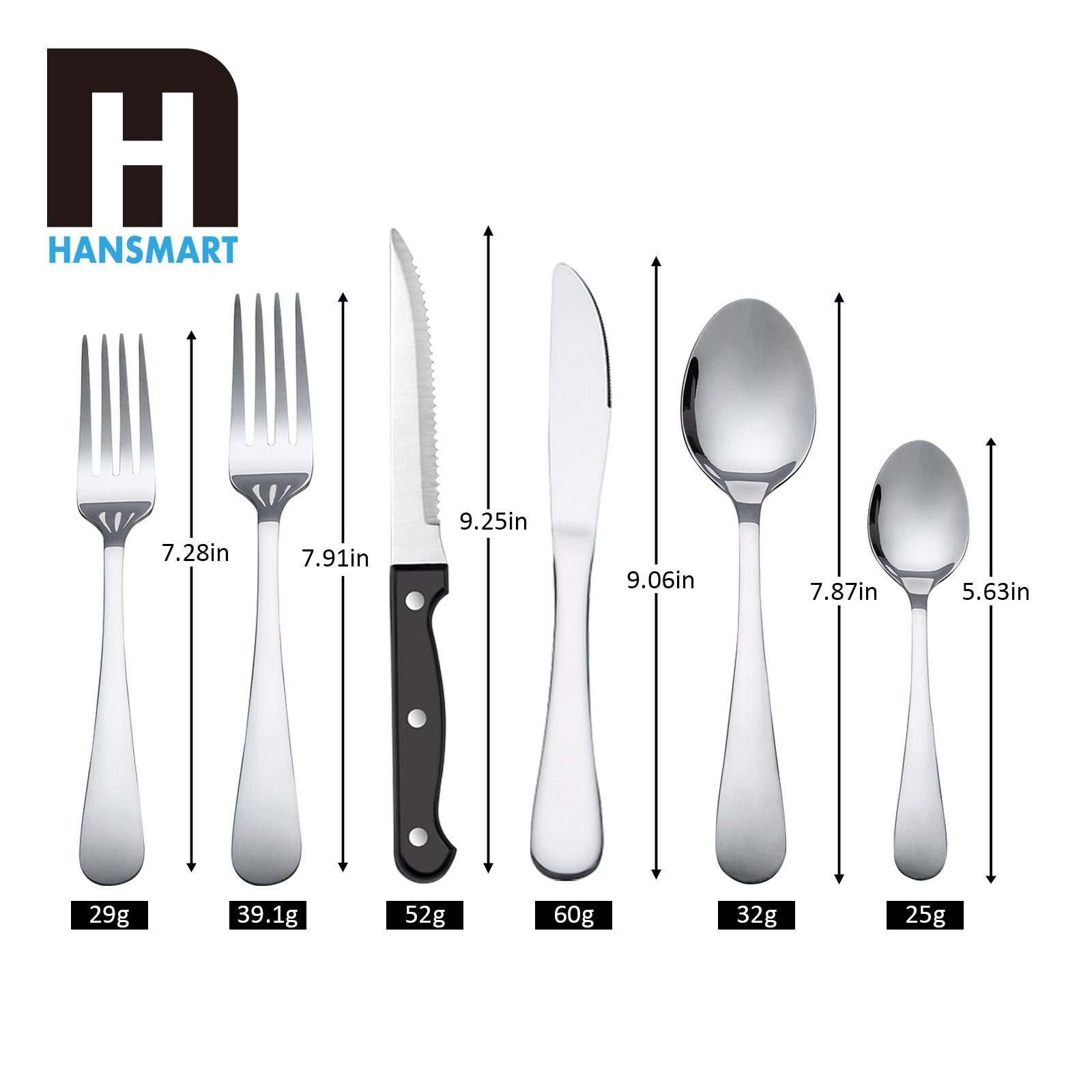 24/48 PCS Christmas Stainless Steel Cutlery Set, Flatware Set with Steak Knives, , Silverware Set Dishwasher Safe
