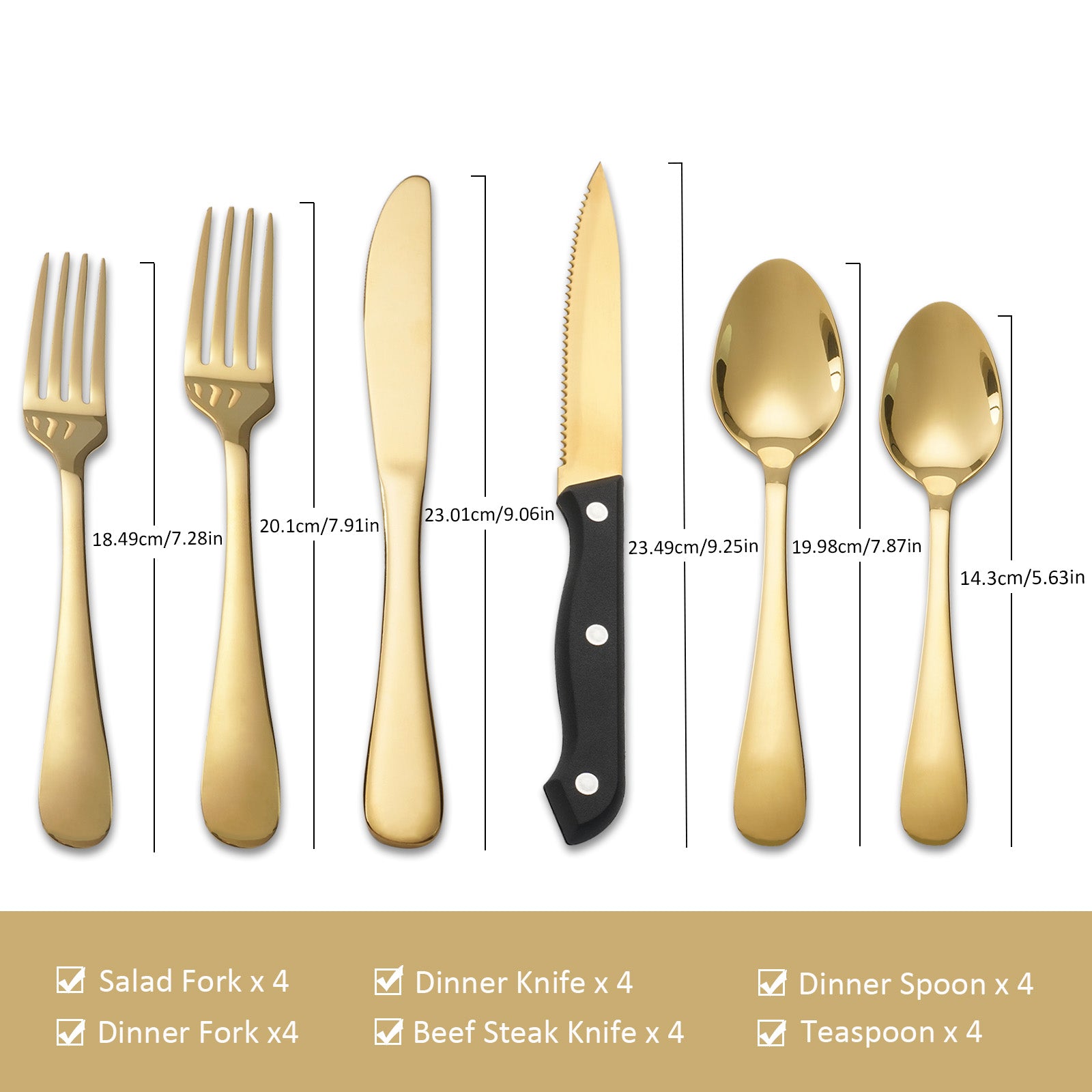 24 PCS Gold Silverware Set for 4 with Stainless Steel Flatware, elegant tableware, Dinner Utensils