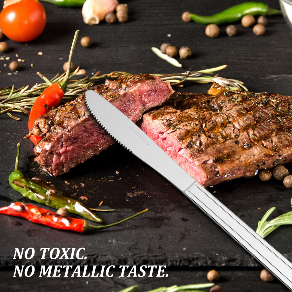 36-Piece Stainless Steel Dinner Knives, 8.6" Food-Grade Serrated Steak Knives for Home & Restaurant