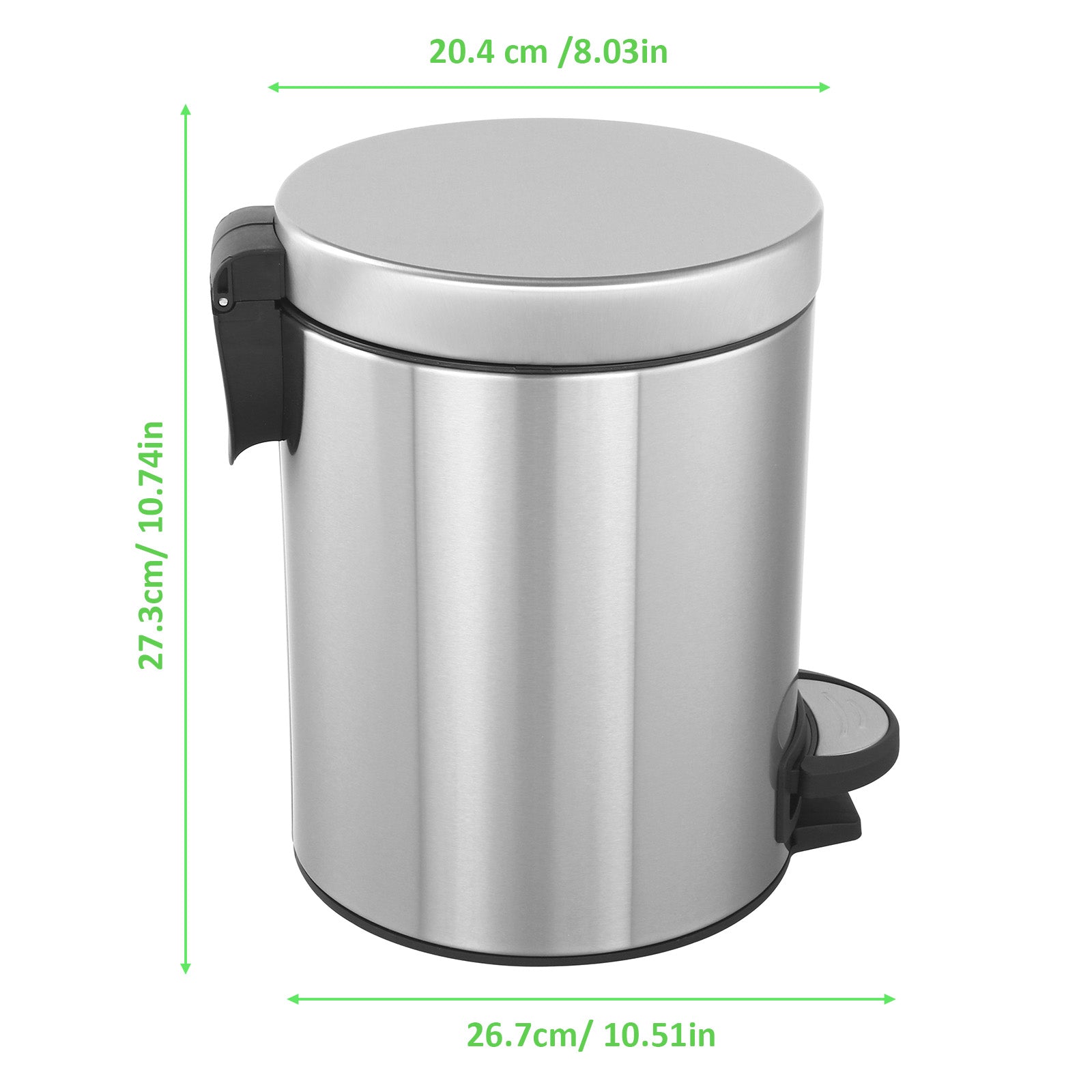 2Pack- 5L/ 1.3 Gallon Premium Stainless Steel Trash Can, Small Round Garbage Can