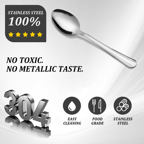 16-Piece Sleek Stainless Steel Dinner Spoons – Ideal for Home, Restaurant & Parties