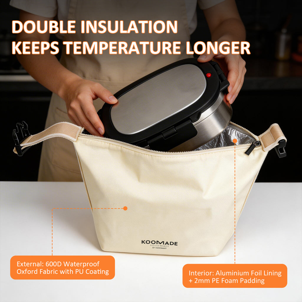 KOOMADE 33oz Vacuum Insulated Lunch Box Set with Lunch Bag – Leakproof Stainless Steel Bento Food Container