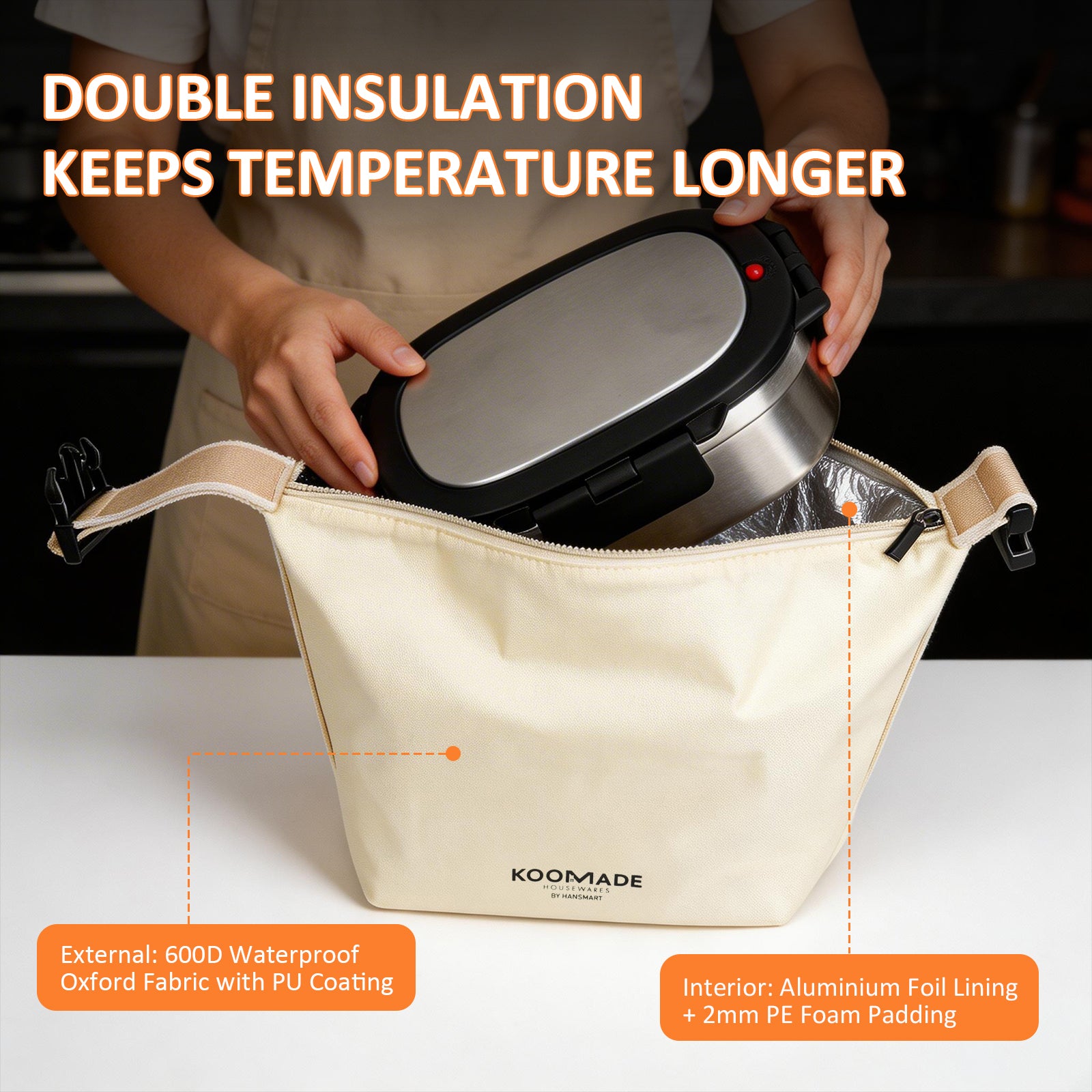 KOOMADE 33oz Vacuum Insulated Lunch Box Set with Lunch Bag – Leakproof Stainless Steel Bento Food Container