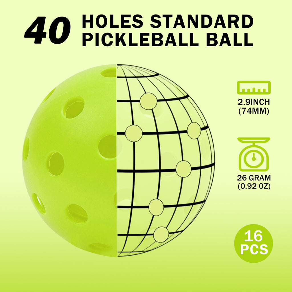 Koomade 8/16 Pack 40-Hole Pickleball Balls, USAPA Standard, Durable Outdoor/Indoor Pickle Balls with Consistent Bounce, Multi-Color Bulk Set for All Courts