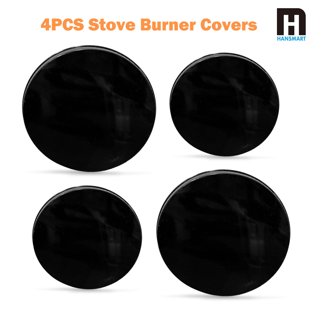 4PCS Black Gas Stove Burner Covers - Durable Tinplate, Anti-Deformation