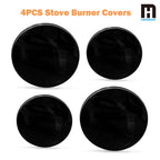 4PCS Black Gas Stove Burner Covers - Durable Tinplate, Anti-Deformation