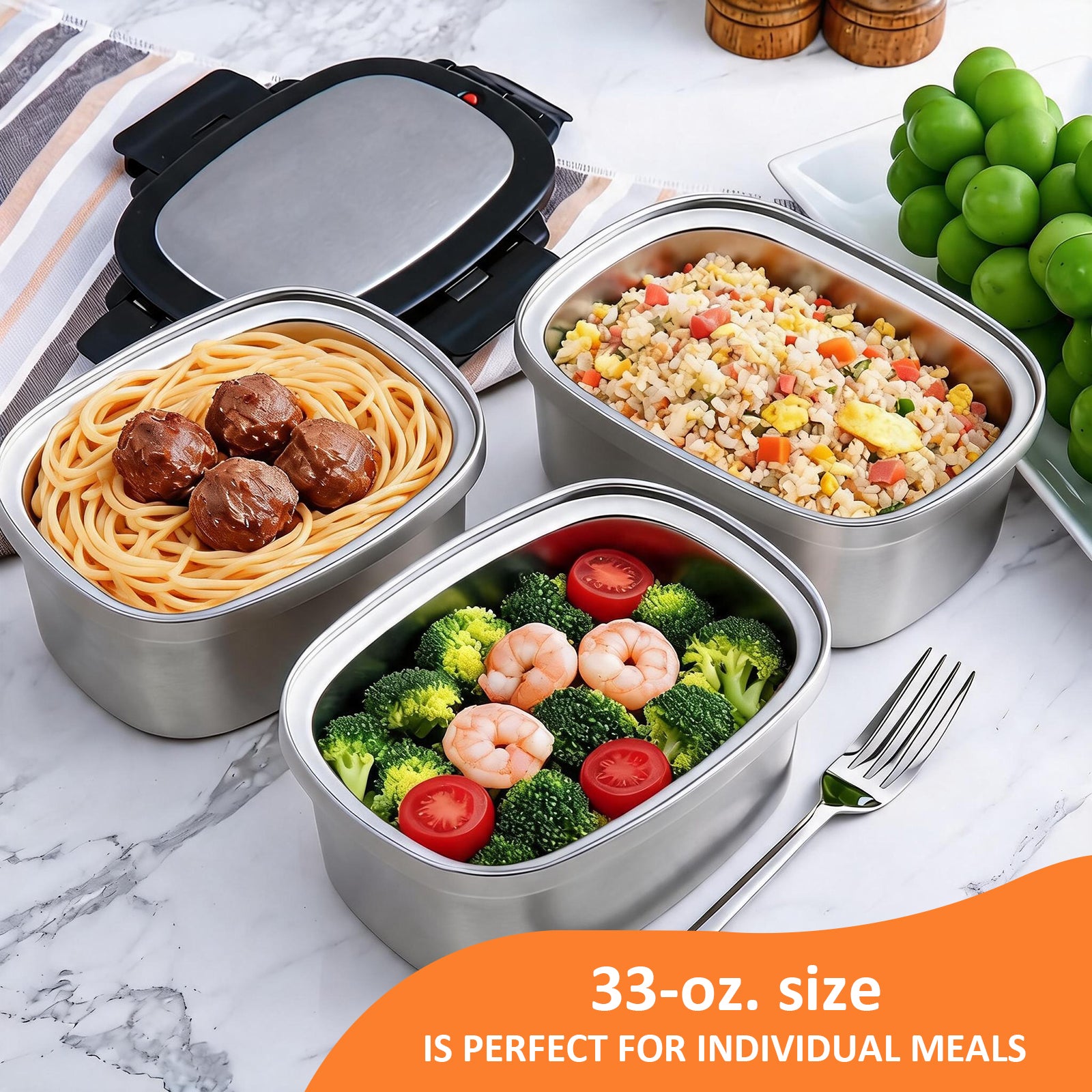 KOOMADE 33oz Vacuum Insulated Lunch Box Set with Lunch Bag – Leakproof Stainless Steel Bento Food Container
