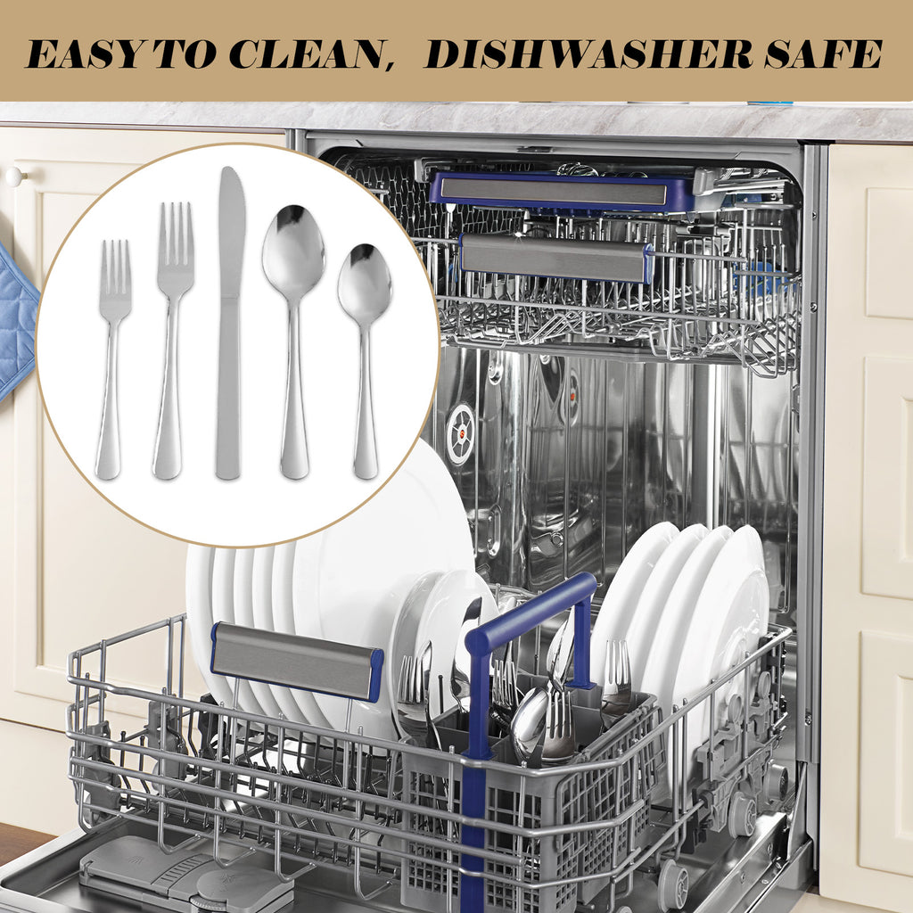 Premium 60 Piece Stainless Steel Dinnerware Set for 12 - Sturdy Mirror Polished Cutlery, Dishwasher Safe